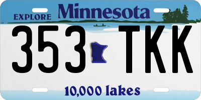 MN license plate 353TKK