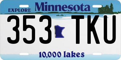 MN license plate 353TKU