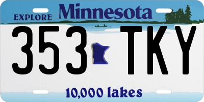 MN license plate 353TKY