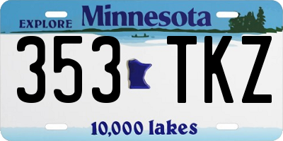 MN license plate 353TKZ