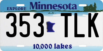 MN license plate 353TLK