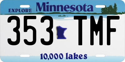 MN license plate 353TMF