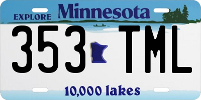 MN license plate 353TML