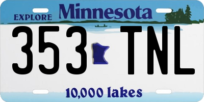 MN license plate 353TNL