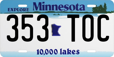 MN license plate 353TOC