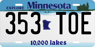 MN license plate 353TOE