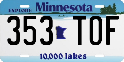 MN license plate 353TOF