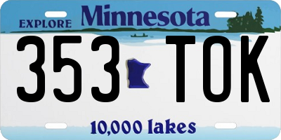 MN license plate 353TOK