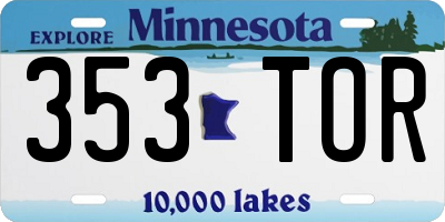 MN license plate 353TOR