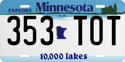 MN license plate 353TOT
