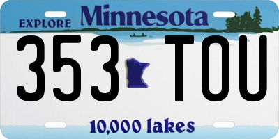 MN license plate 353TOU