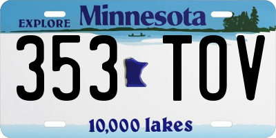 MN license plate 353TOV