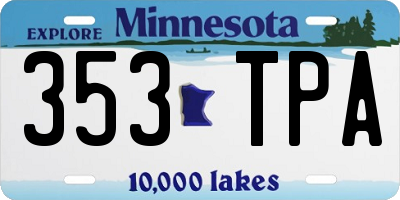 MN license plate 353TPA