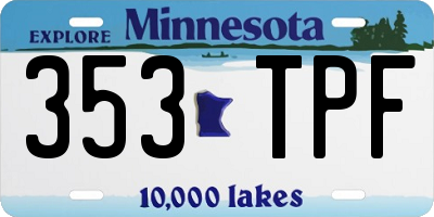 MN license plate 353TPF