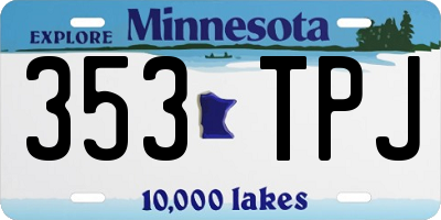 MN license plate 353TPJ