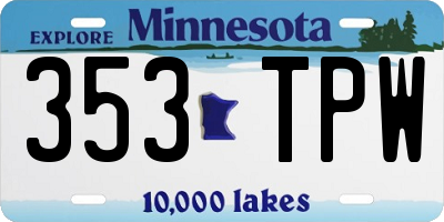 MN license plate 353TPW