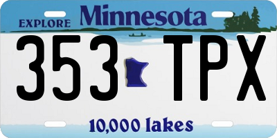 MN license plate 353TPX