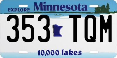 MN license plate 353TQM