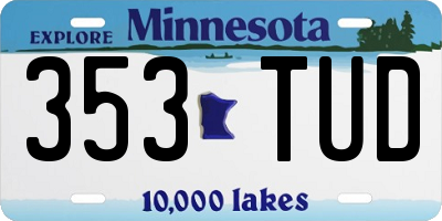 MN license plate 353TUD