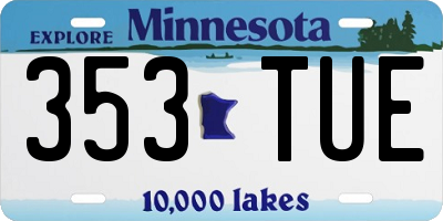 MN license plate 353TUE