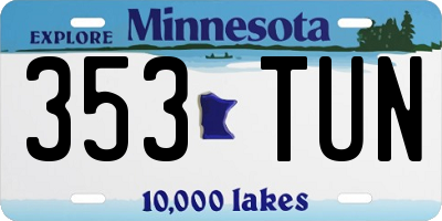 MN license plate 353TUN