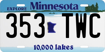 MN license plate 353TWC
