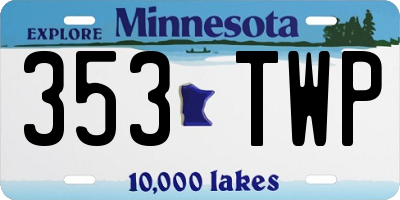 MN license plate 353TWP