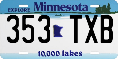 MN license plate 353TXB