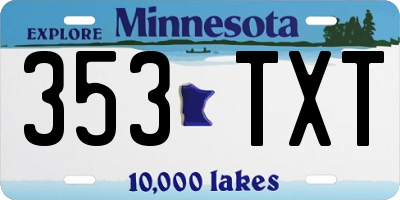 MN license plate 353TXT