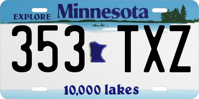 MN license plate 353TXZ