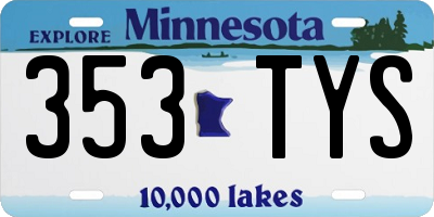 MN license plate 353TYS
