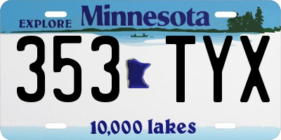 MN license plate 353TYX