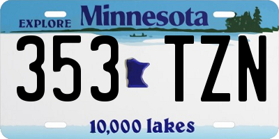MN license plate 353TZN
