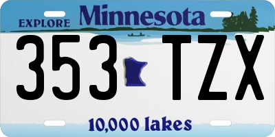 MN license plate 353TZX
