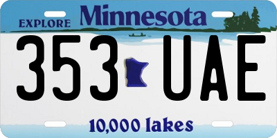 MN license plate 353UAE