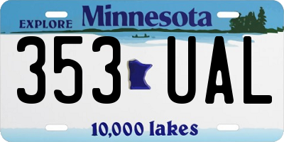 MN license plate 353UAL