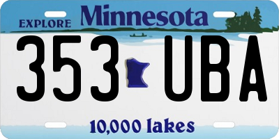 MN license plate 353UBA