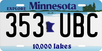 MN license plate 353UBC