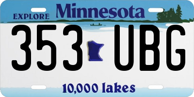 MN license plate 353UBG