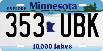 MN license plate 353UBK