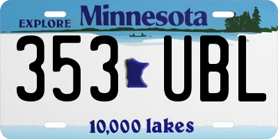MN license plate 353UBL