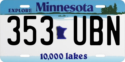 MN license plate 353UBN