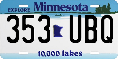 MN license plate 353UBQ