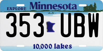 MN license plate 353UBW