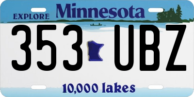 MN license plate 353UBZ