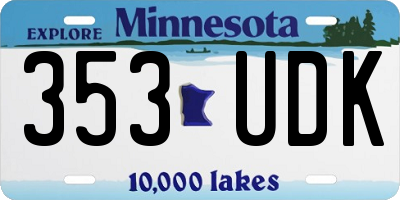 MN license plate 353UDK