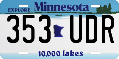 MN license plate 353UDR