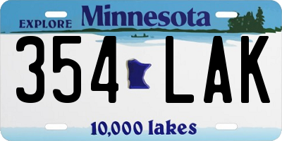 MN license plate 354LAK