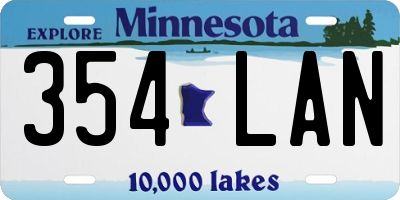 MN license plate 354LAN