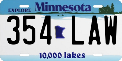 MN license plate 354LAW